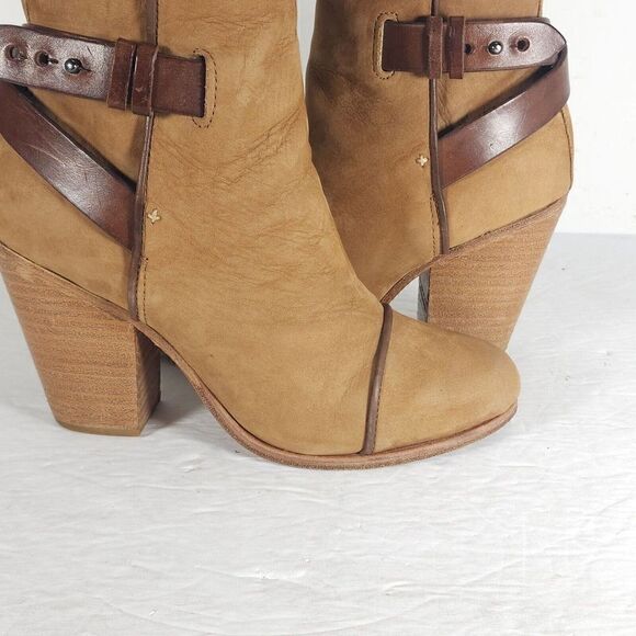 Rag & Bone Women's Harrow US6,5 EU37 Tan Suede Cap Toe Heel Ankle Boots - Picture 10 of 14